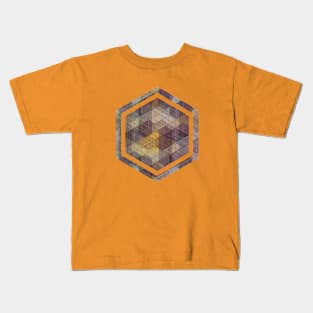 Abstract Cubes Purple/Orange pattern Kids T-Shirt